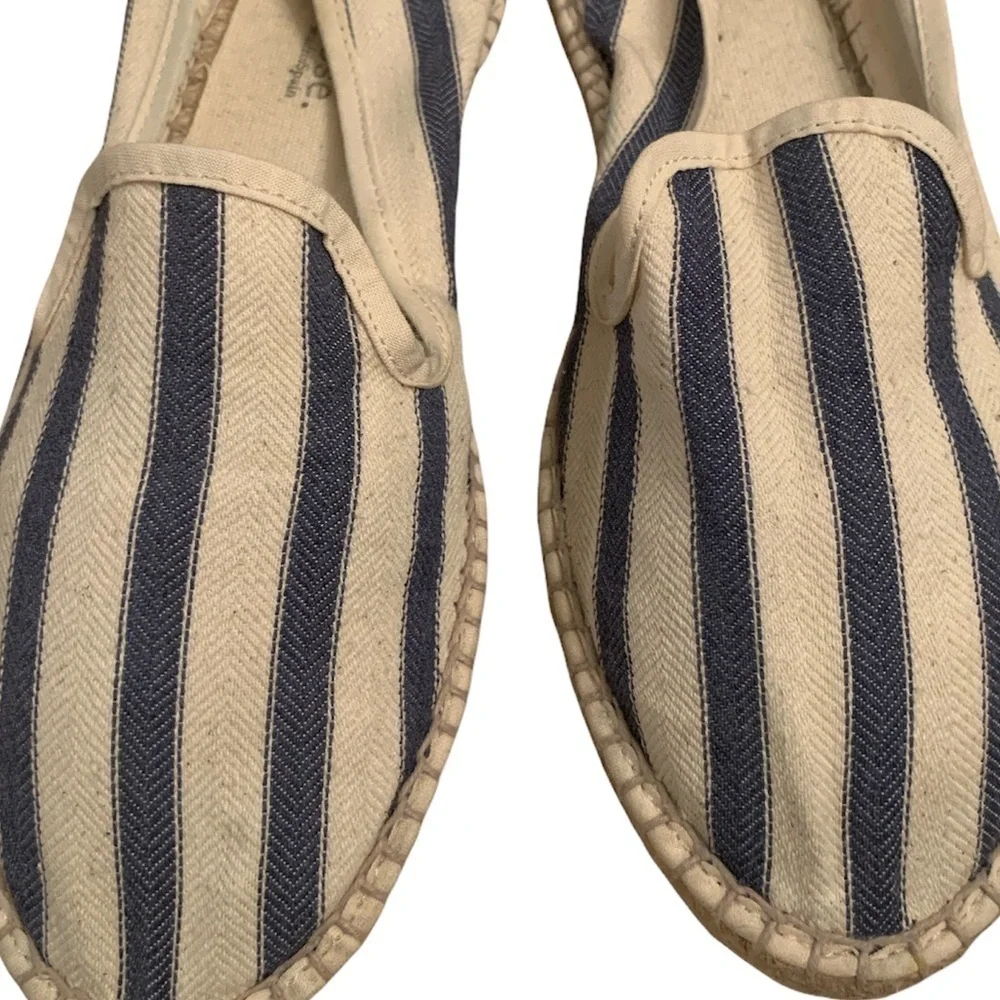 Mint and Rose Striped Blue Off White Espadrilles Size 8 (38)